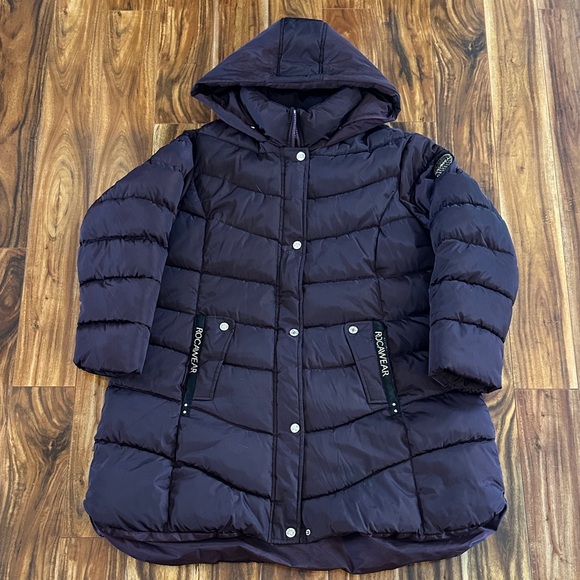 Rocawear Jackets & Blazers - Rocawear Dark Purple Hooded Puffer Jacket